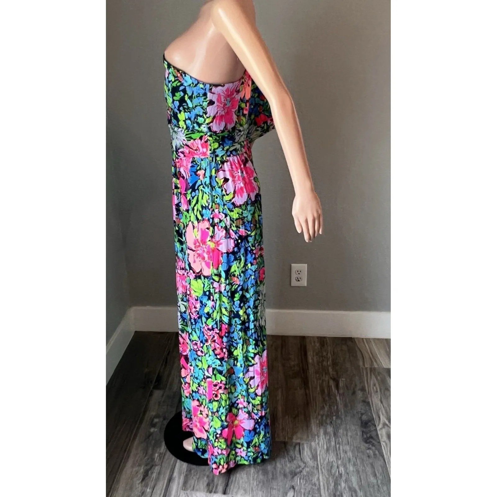 Lilly Pulitzer Niki Maxi Floral Spring stretch Dress Festive Fantasy Size L #72 - Image 11