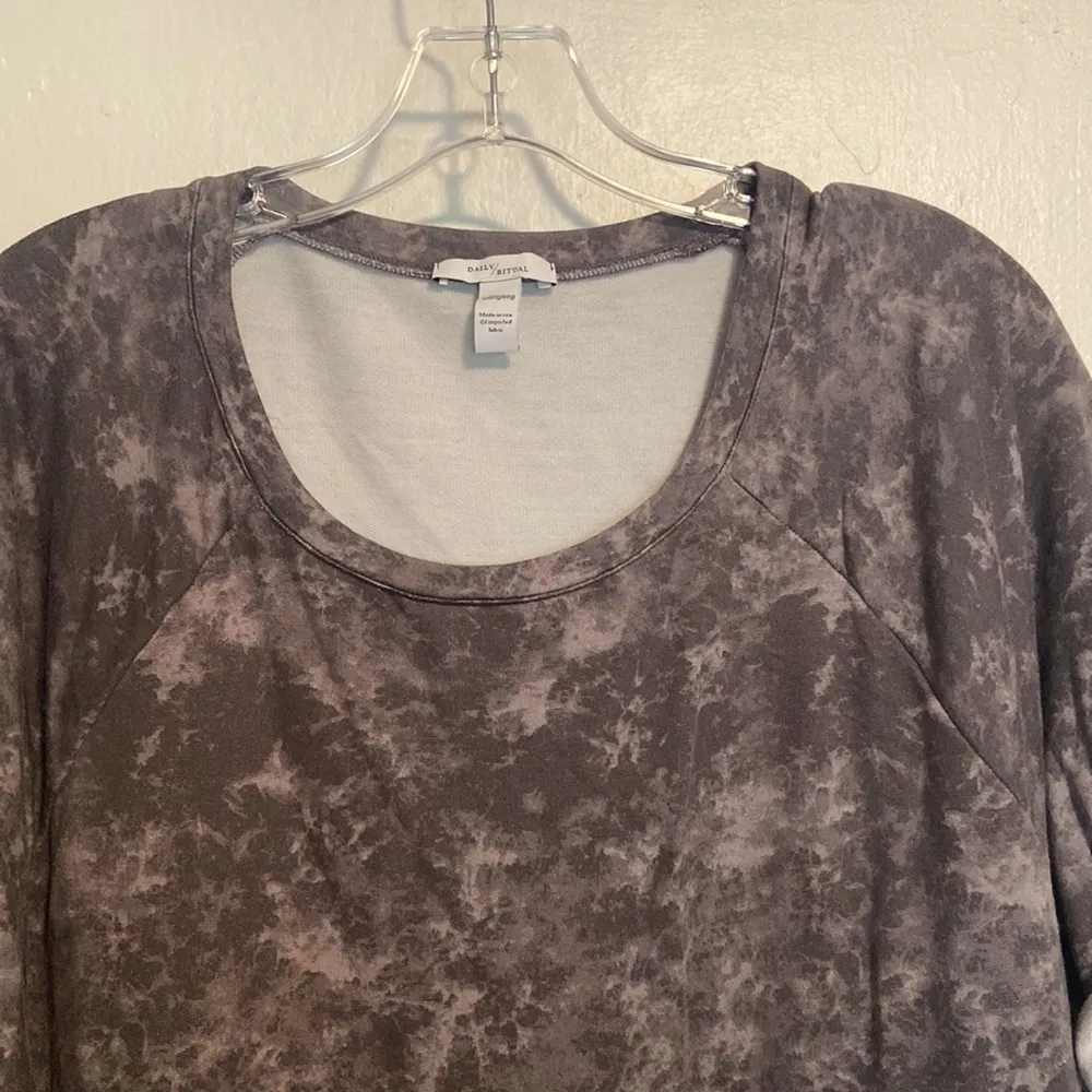 Daily Ritual Tie Dye Rolled Sleeve Lightweight Sweatshirt Gray Size XXL - Image 3