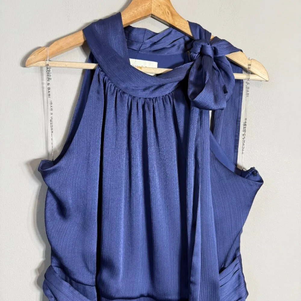 Sachin & Babi Kayla Crinkled Georgette Maxi Gown Women's 12 Deep Cobalt NWOT - Image 10