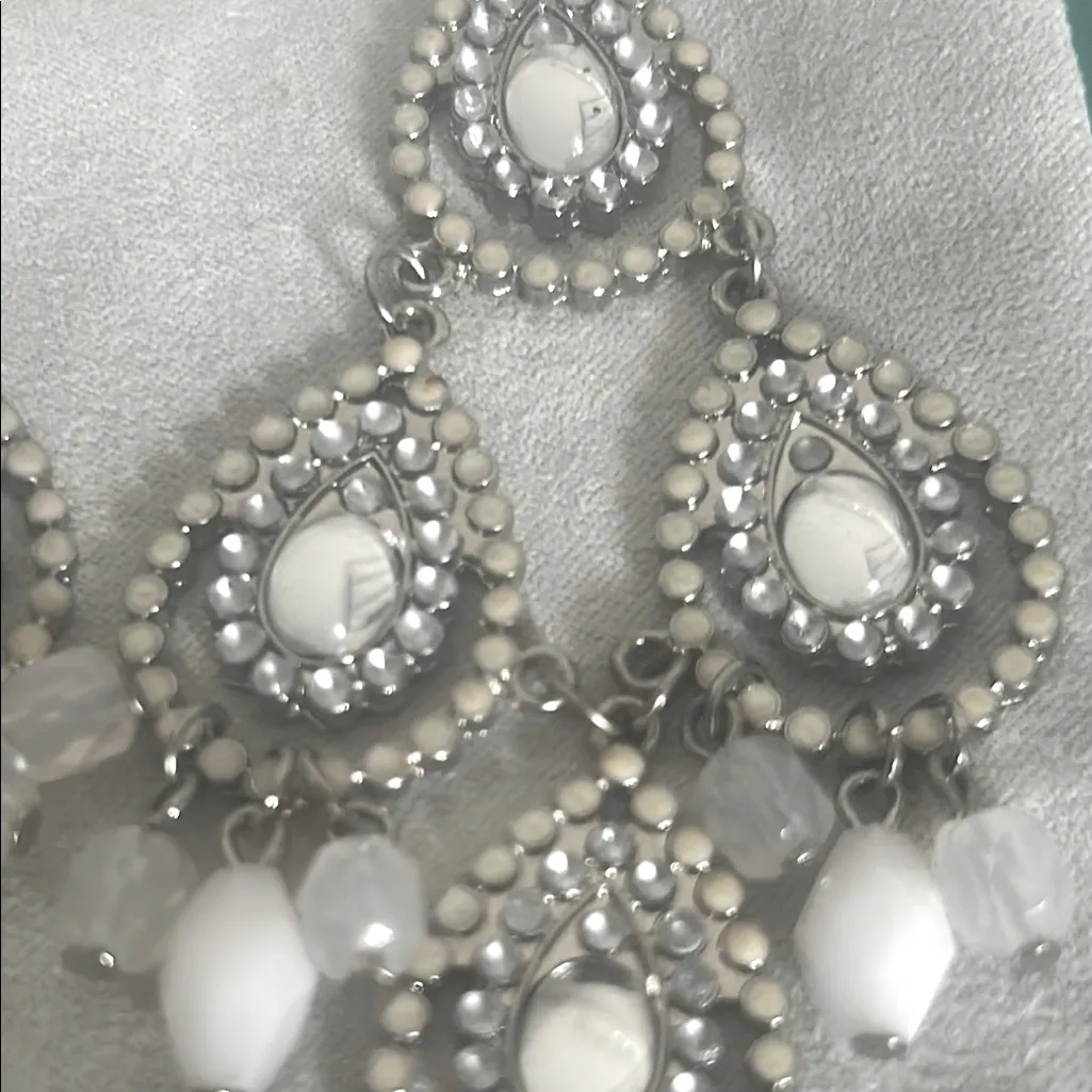 3 Pair Chic Silver Gunmetal Crystal Encrusted Dangle Drop Chandelier Earrings - Image 10