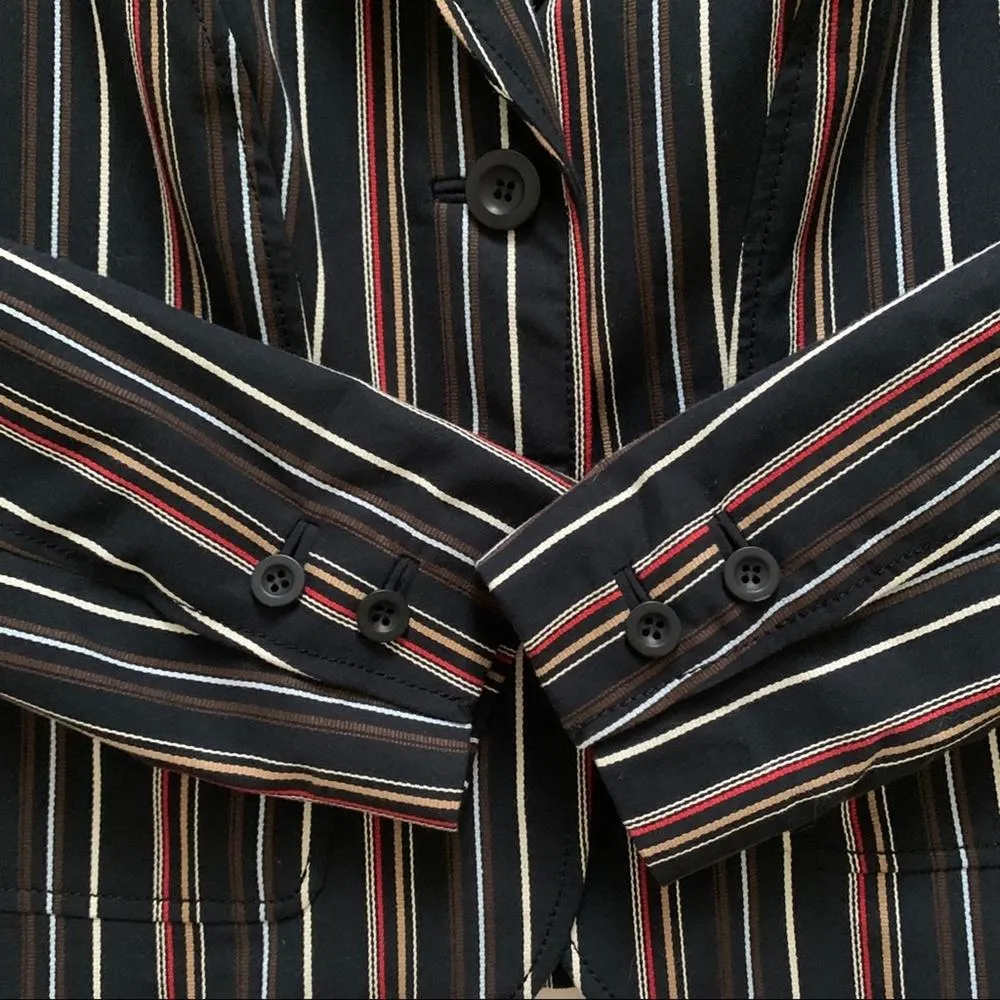 i.e. Blazer Black Tan Pin Stripe Career Button Front Work Blazer Jacket Size 4 - Image 10
