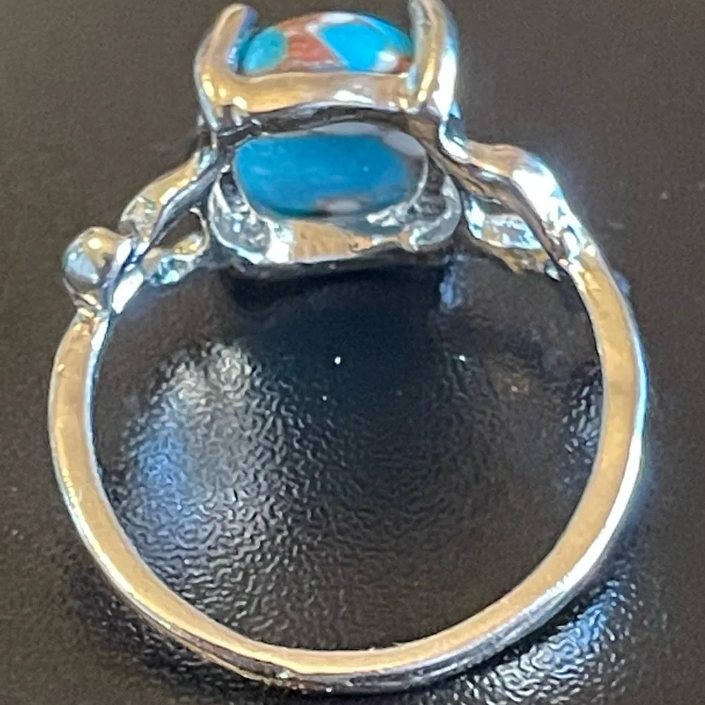 Mixed 3 color gemstone S925 silver ring size 8.5 Blue - Image 4