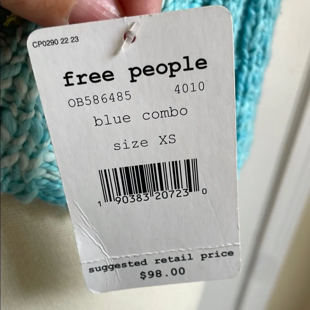 Free People Blue Ribbed Tank Top - Image 3