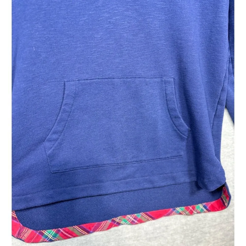 Vineyard Vines Womens S Navy‎ Plaid Pullover Half Zip Sweatshirt Casual - Image 4