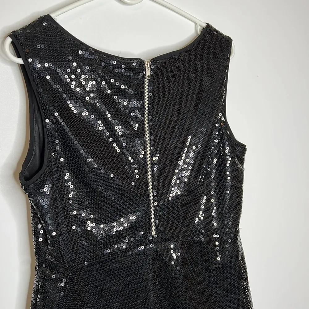 Cynthia Rowley Solid Black Sequin Cocktail Party Dress - Image 4