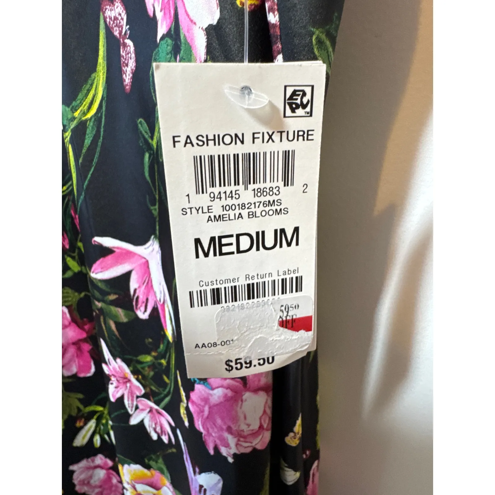 Brand New INC International Concepts Women Medium Black Amelia Blooms Midi Dress - Image 5