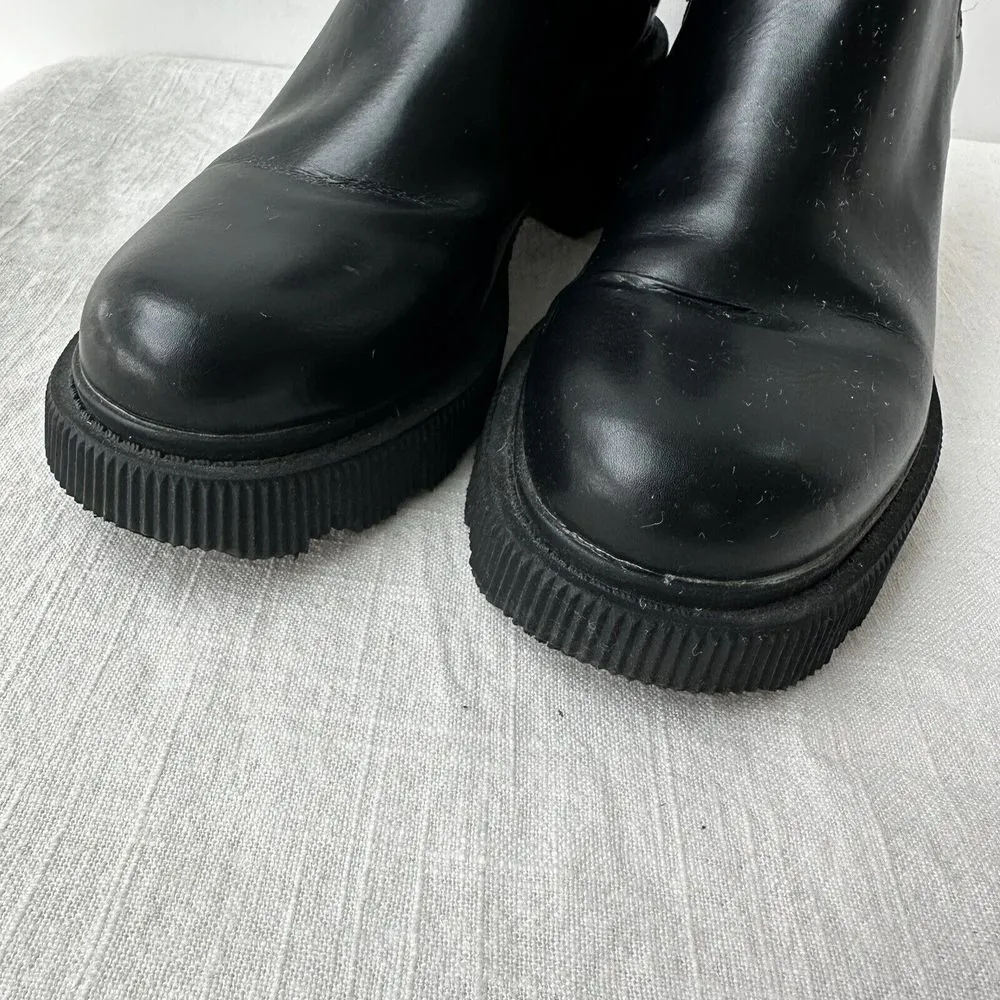 Zara Lug Sole‎ Ankle Platform Boots Black Size 38 Chunky Heel US 7.5 - Image 10