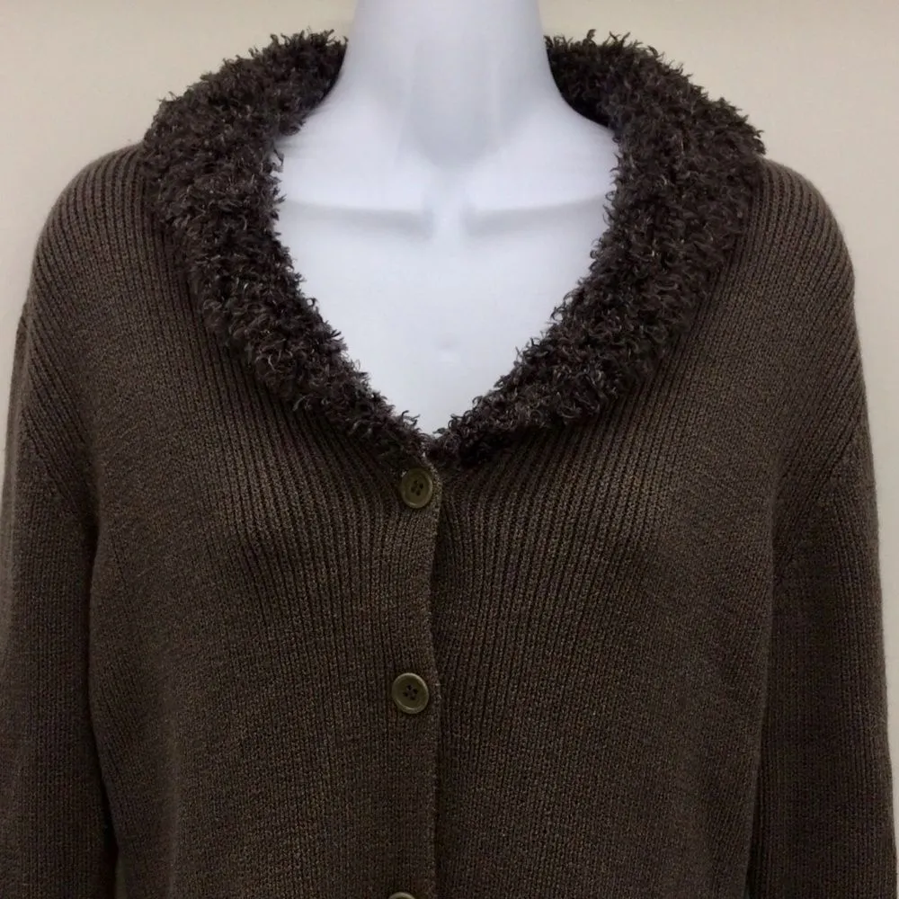 Vintage Max Studio Cotton Blend Knit Cardigan in Gray - Image 3