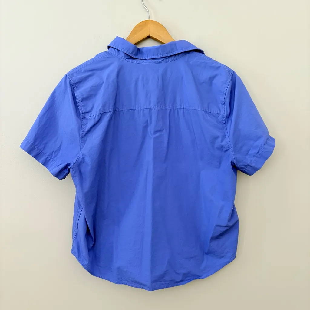 Sunday Best Aritzia Blue Short Sleeve Button Up Shirt Cotton Cropped Boxy Size L Size L - Image 2