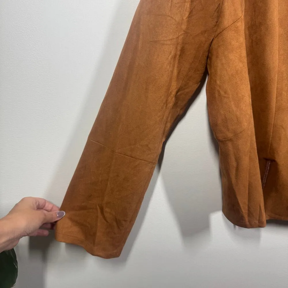Umgee Jacket Women XL Brown Suede Zip Up Moto NWT Fall Light Weight Coat Blazer - Image 4