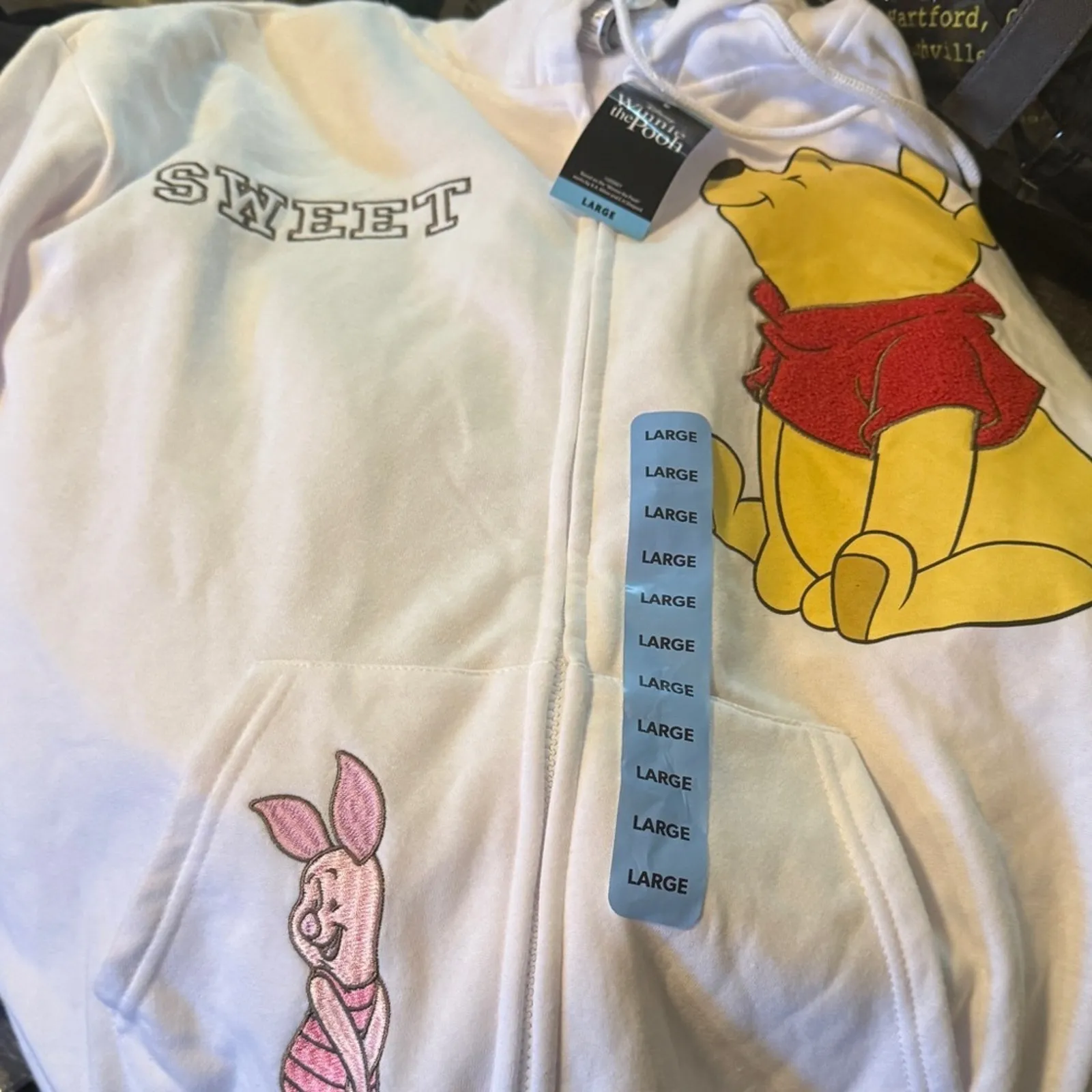 DISNEY Winnie The Pooh Soft Full Zip Long Sleeve Hoodie, Size L New w/ Tag SOO - Image 6