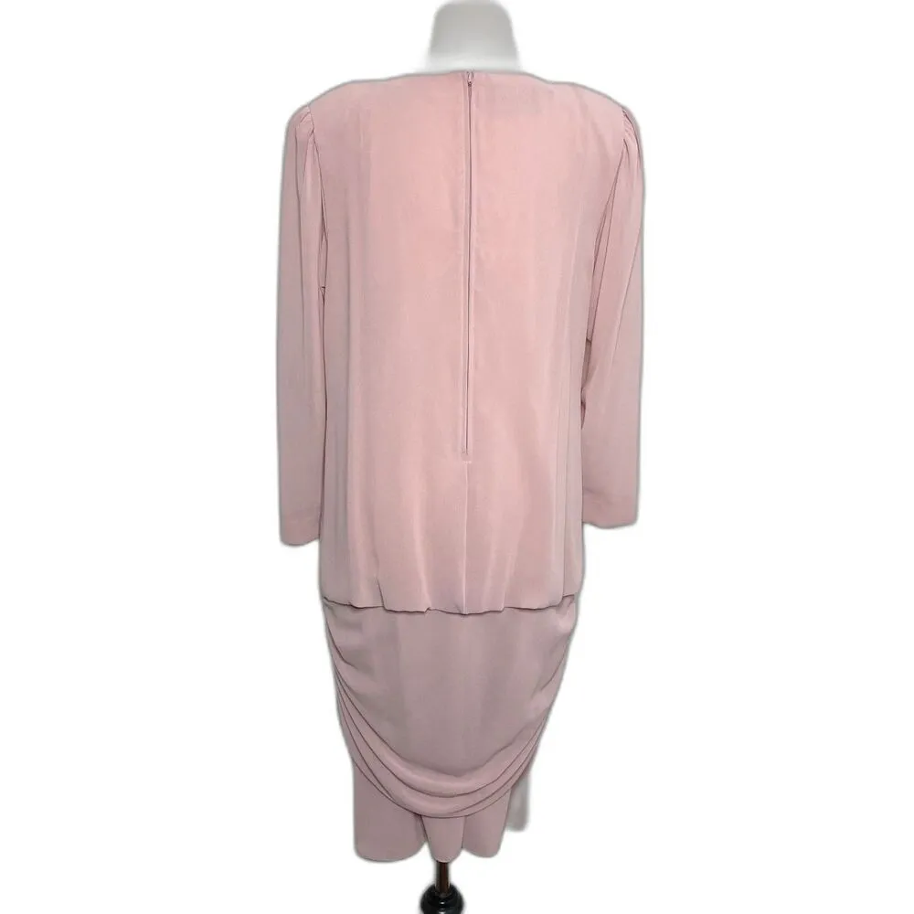 Vintage Ursula of Switzerland Pink Chiffon Evening Dress Sequin Detail Sz 14 - Image 2