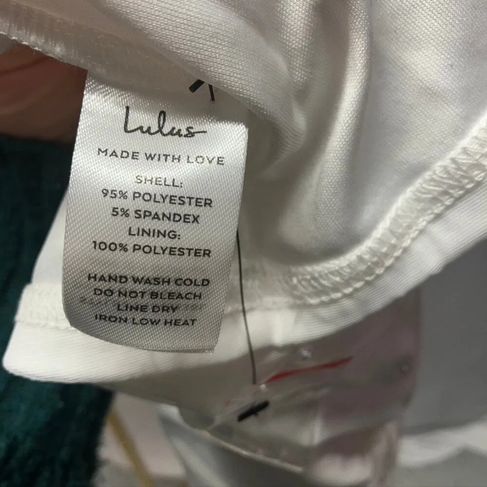 Lulus Flirty Glamour White Mesh Pearl Strapless Crop Top Juniors XL Stretchy - Image 9