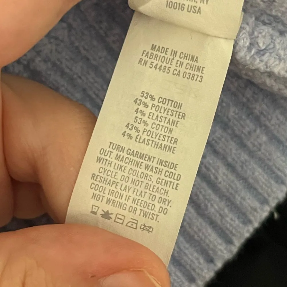 Aerie Turtle Neck 3/4 Zipper Ribbed Blue Oversized Sweater Size Medium - Image 7