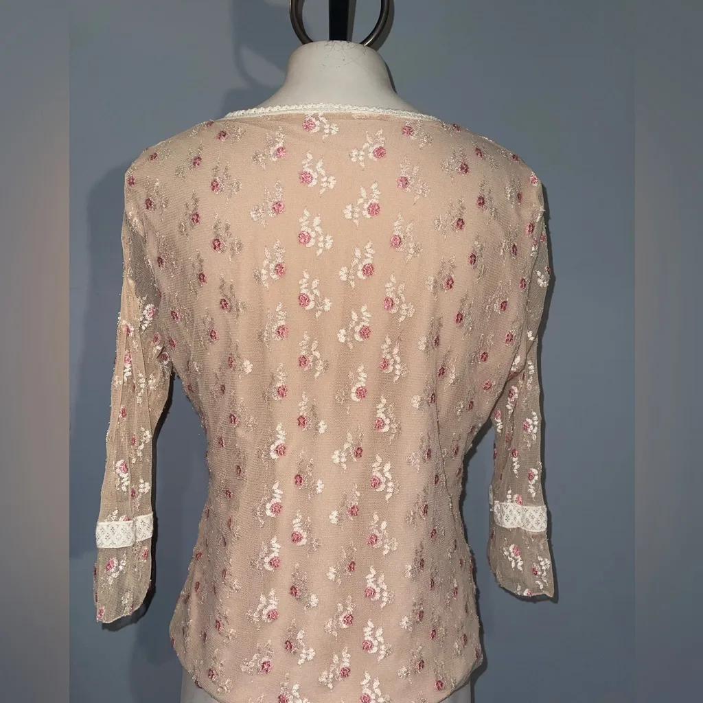 Floral Lace Trim Blouse - Image 2