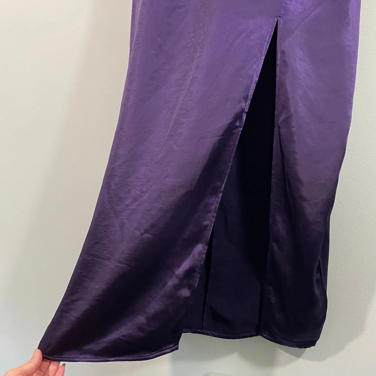 Wild Fable Women Purple Satin Midi Length Strappy Slip Dress Size L - Image 5