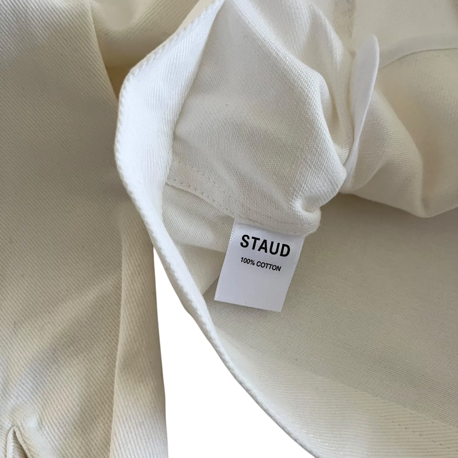 Staud White Cropped Denim Truckee Jacket Size Medium - Image 8