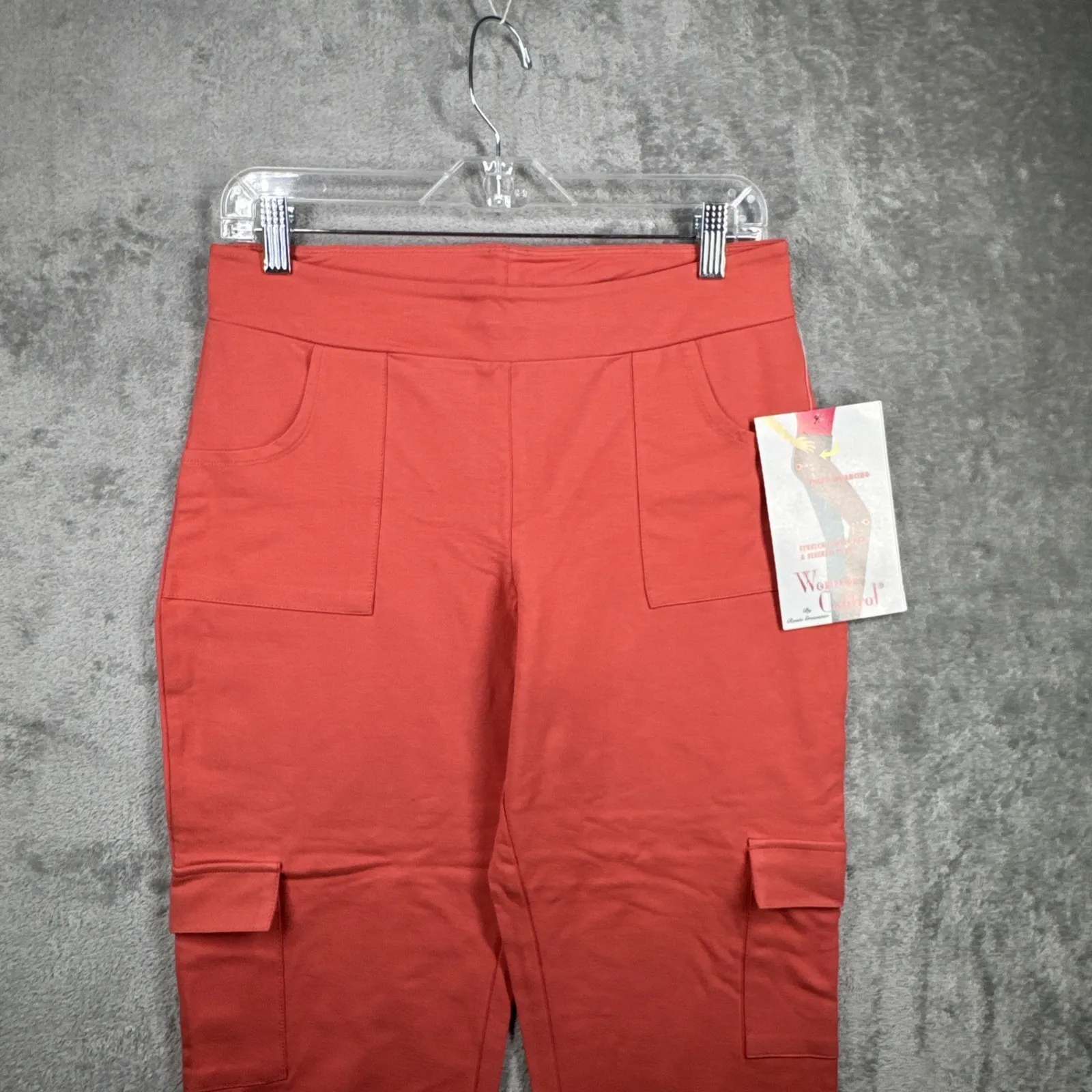 Women with Control Leggings S Petite Coral Slimming Contouring Crop Cargo Casual Orange Size undefined - Image 4