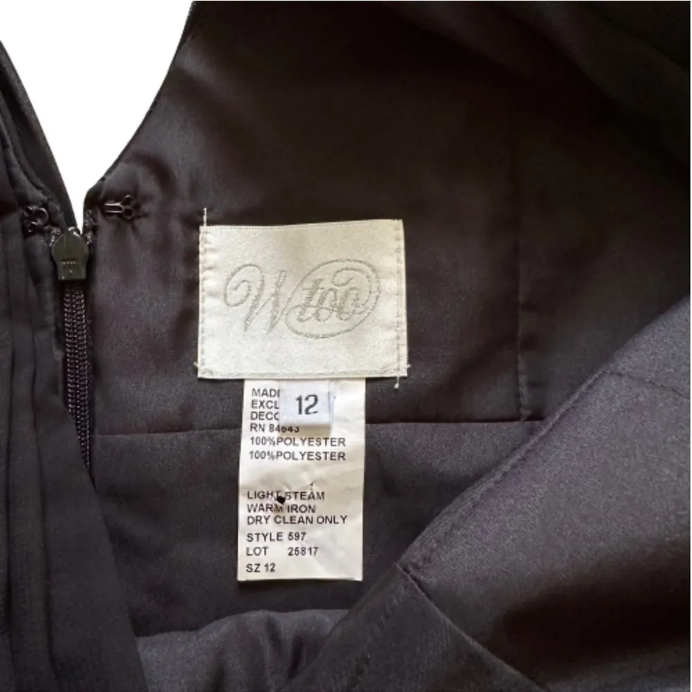 WToo Dress Black V-Neck Sleeveless Pleated Formal Cocktail Party Dress Size 12 - Image 2