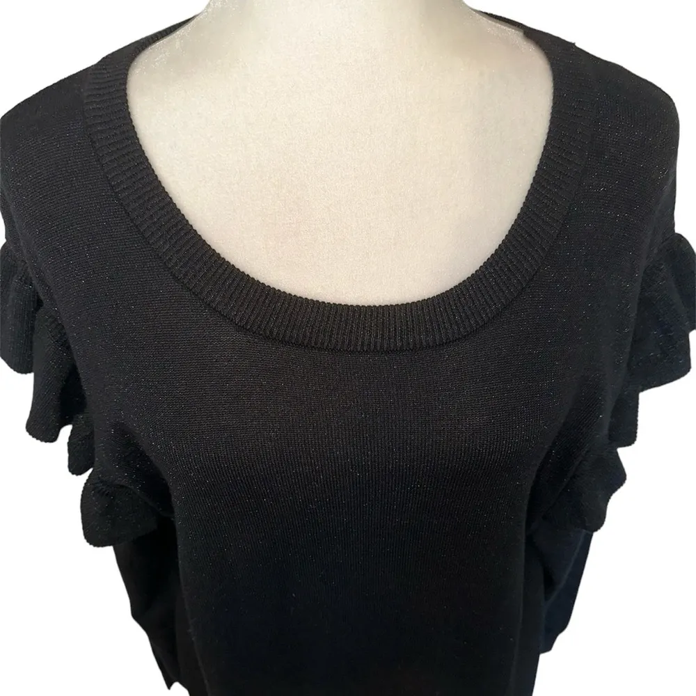Select + Trend Black Long Sleeve Ruffle Shoulder Sweater Dress Size XL - Image 3