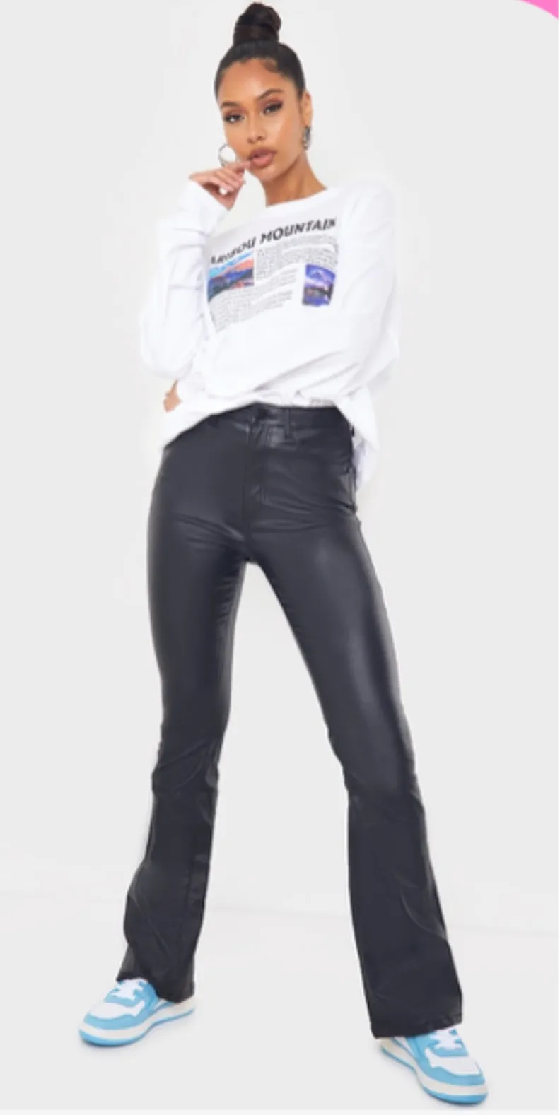 Pretty Little Thing Black Faux Leather Pants - Image 1