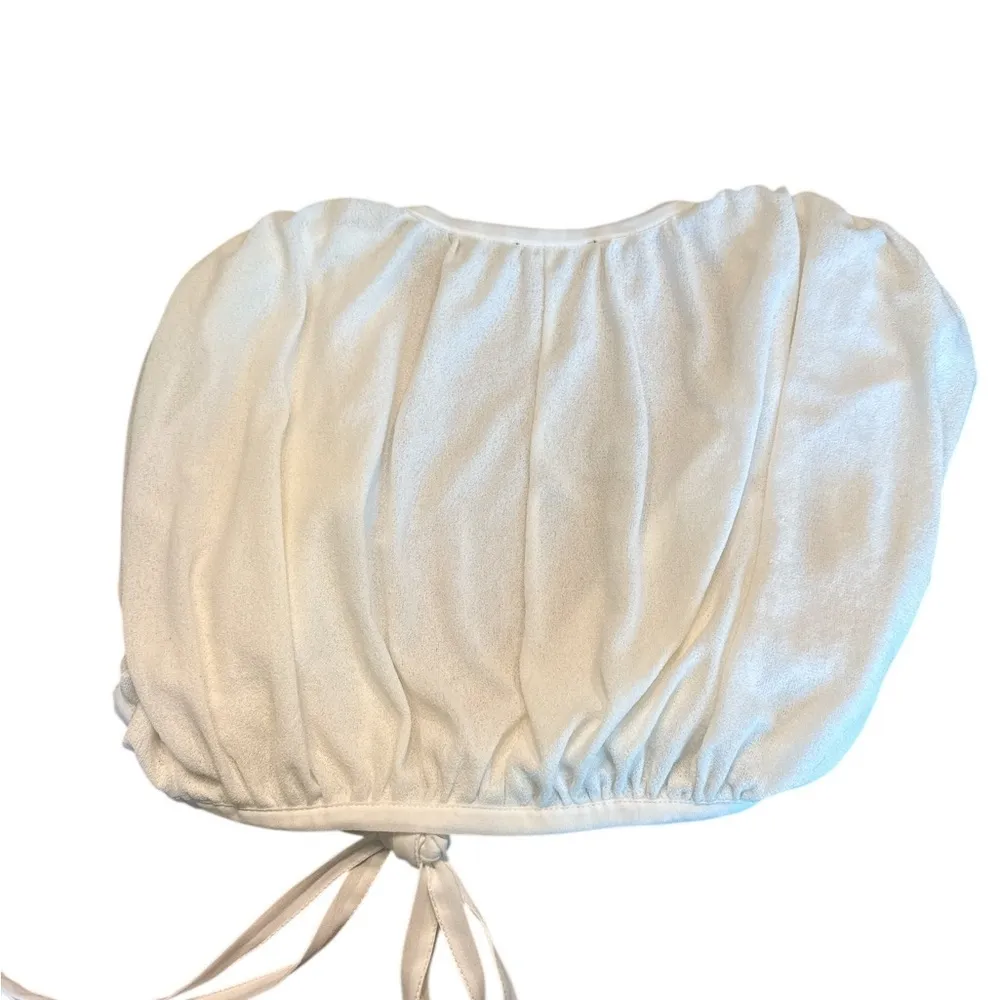 Zara Medium Crop Top, Ruffle Shortless Sleeve Tie Front - Image 7