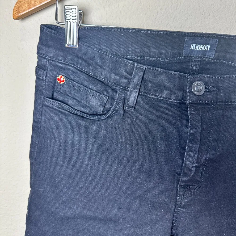 HUDSON Krista Super Skinny Crop Black Denim Jeans - Size 30 - Image 4