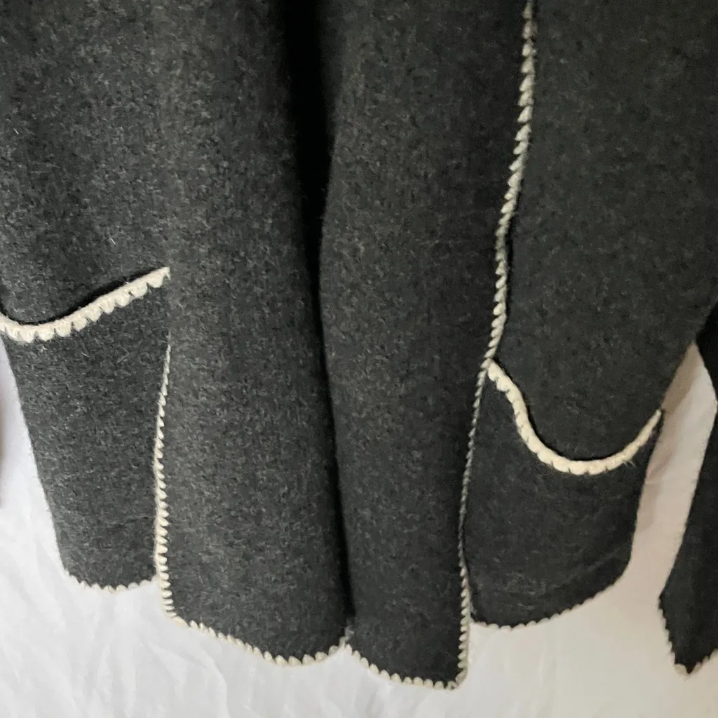 Vici: Charcoal Open-Front Sweater- White Trim- Oversized- XS/S - Image 8