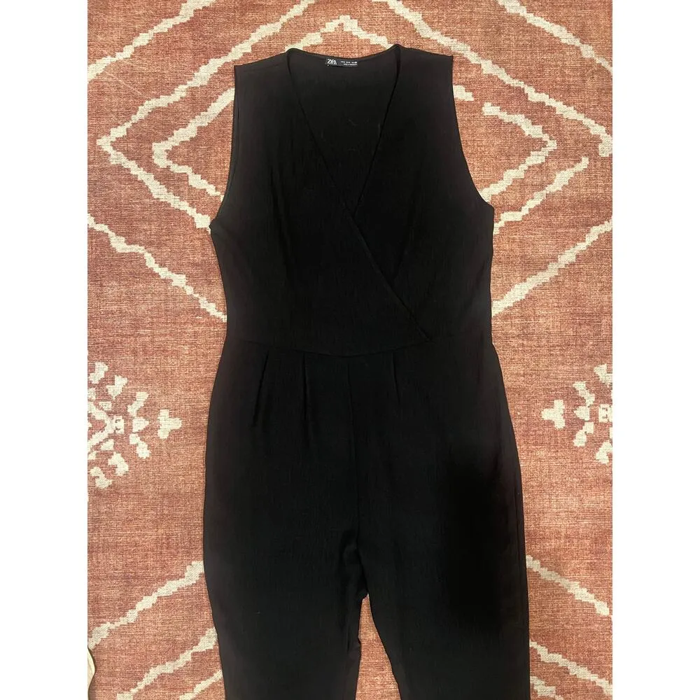 Zara Womens Sleek Minimalist Jumpsuit Large Black - Image 4