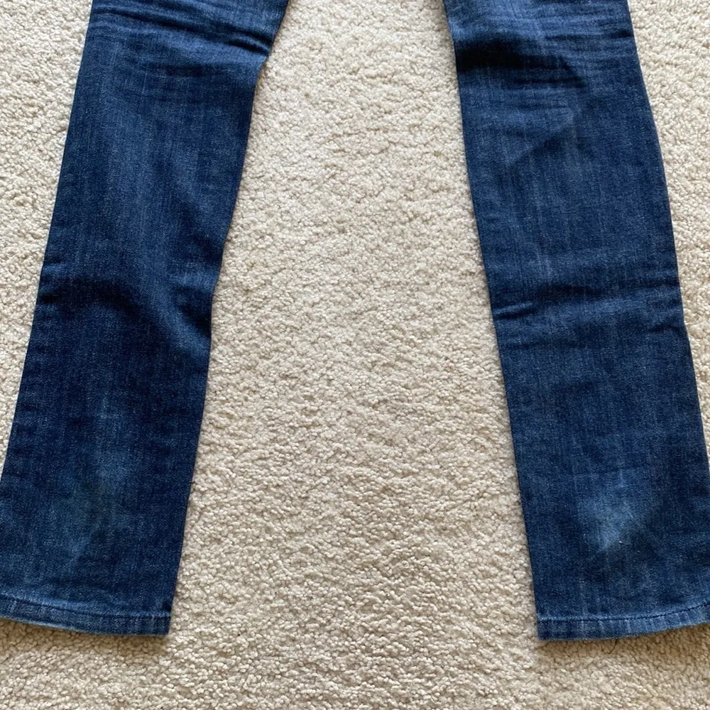 Authentic Y2K  Max Azaria Size 5 dark wash distressed midrise straight jeans - Image 6