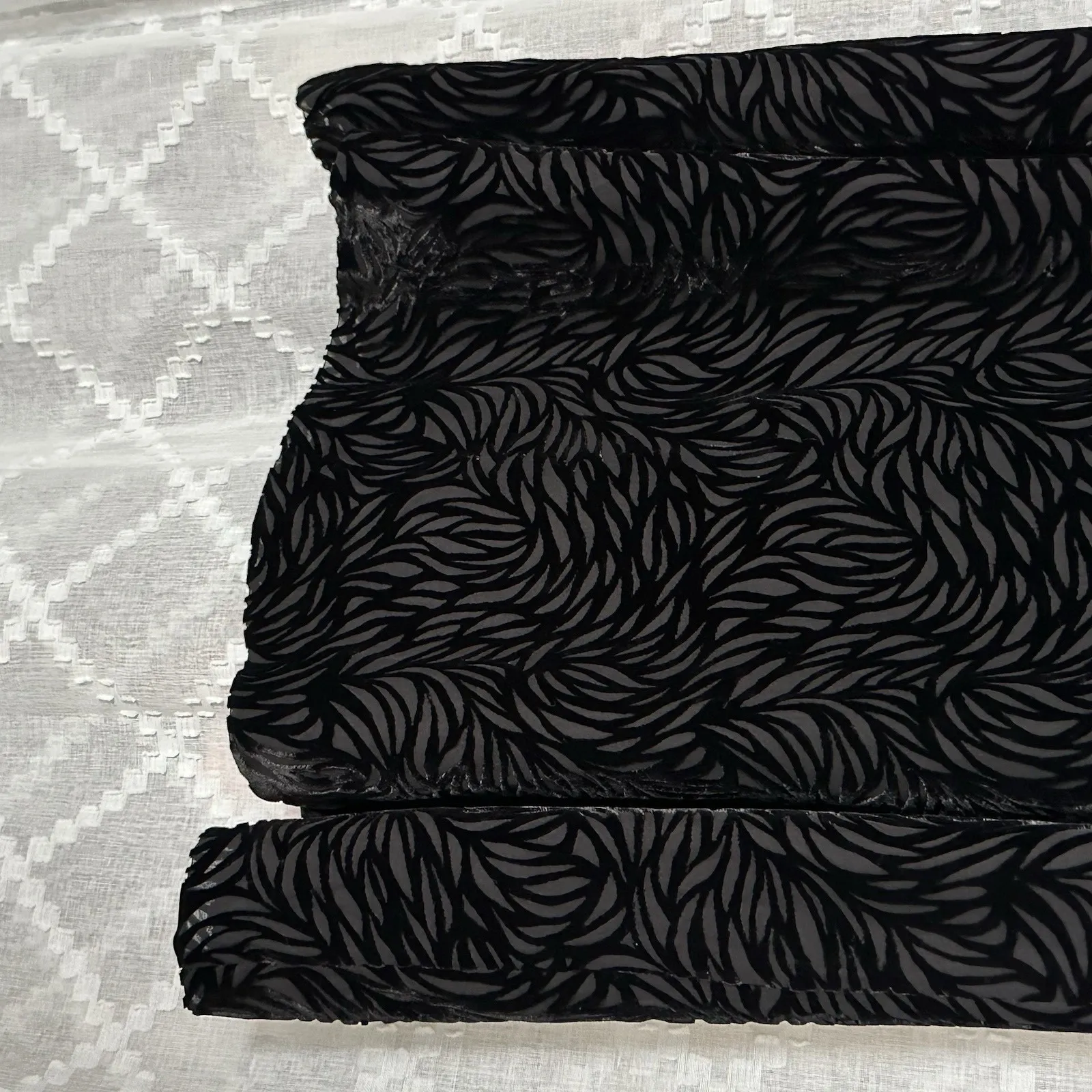 Vintage Rena Rowan Burnout Velvet‎ Black Midi Skirt Sz 16 Dark Floral Whimsigoth - Image 4