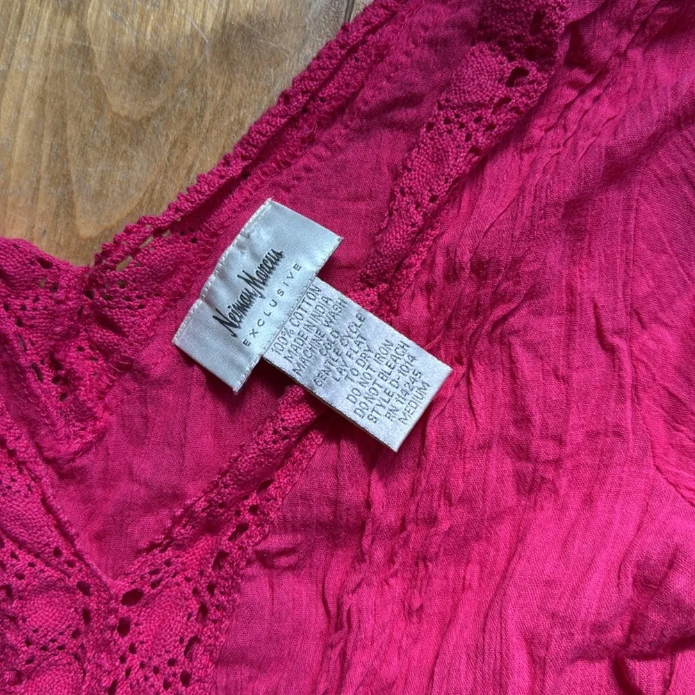 Neiman Marcus Elegant Pink Lace Midi Dress Medium - Image 2