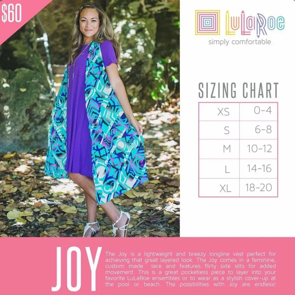 LuLaRoe Sleeveless Joy Vest turquoise color - Image 4
