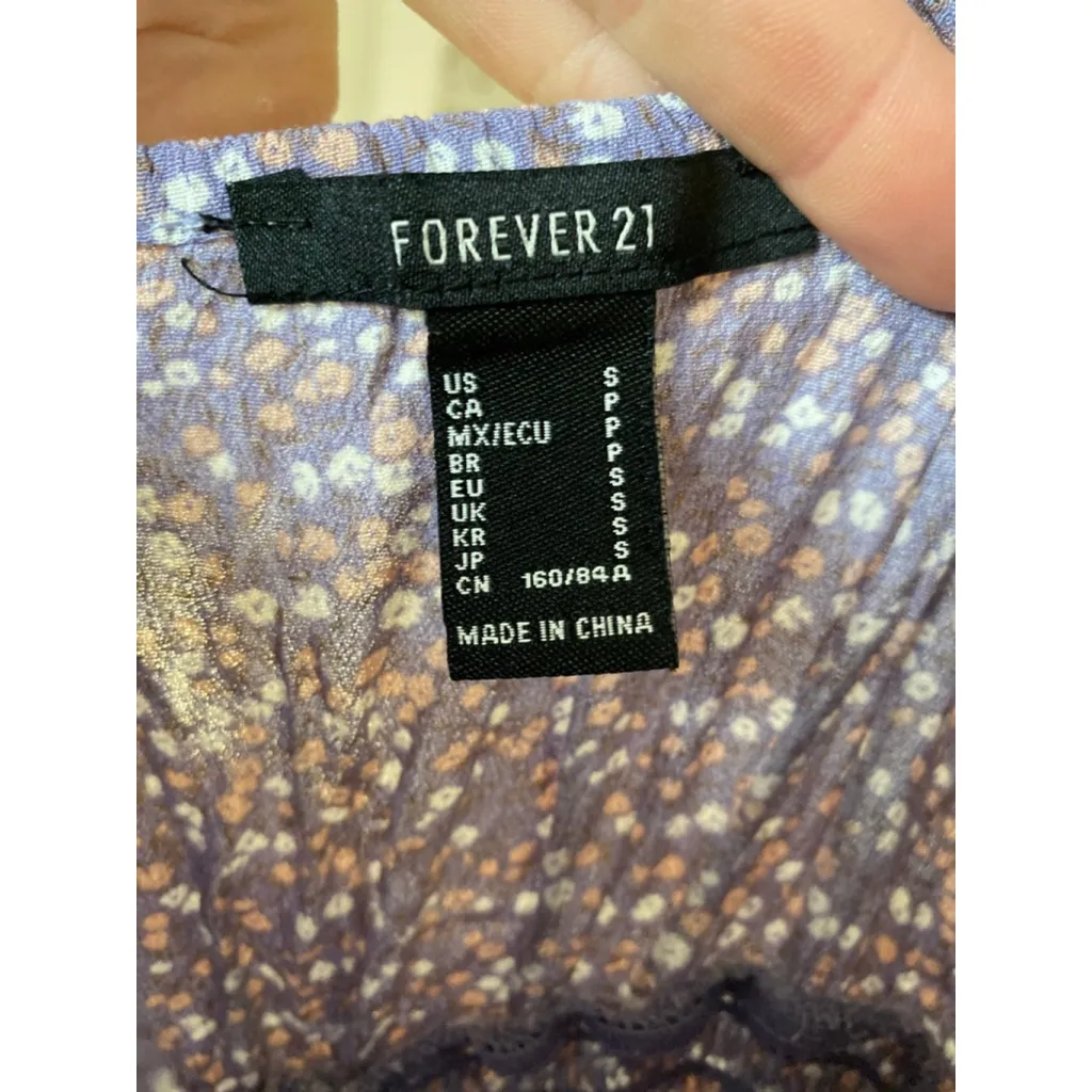 Forever 21 Ditsy Floral Mini Dress Lavender Puff Sleeve Babydoll Soft Femme Y2K - Image 5