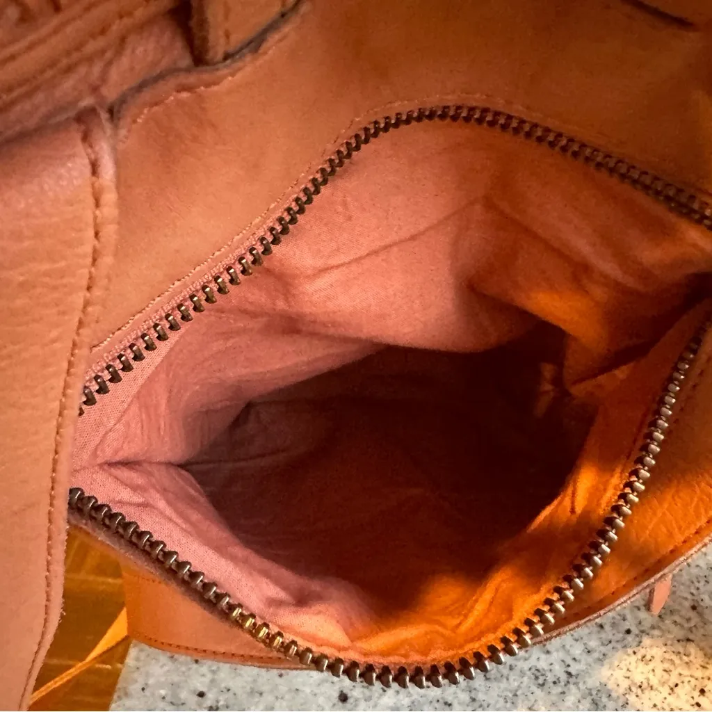 Orange Woven Leather Backpack - Image 5