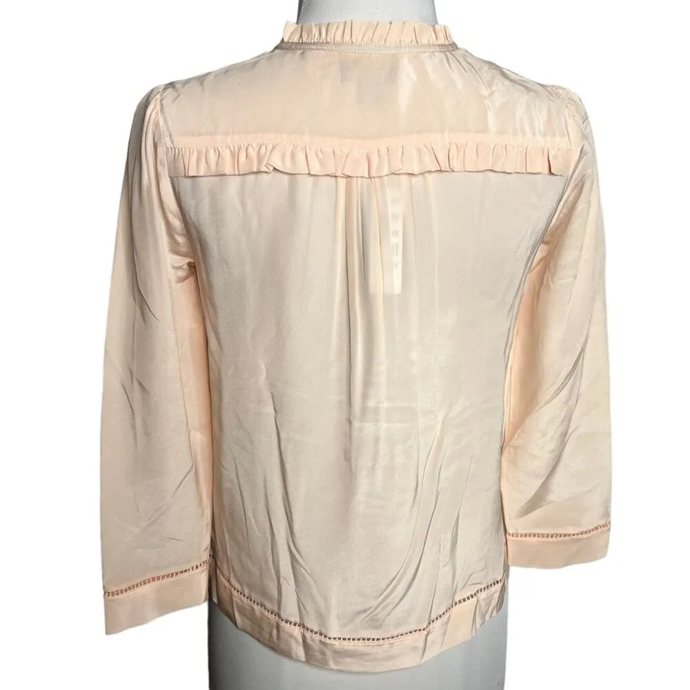 NWT J. Crew point sur blush pink silk ruffle popover blouse sz XXSP - Image 2