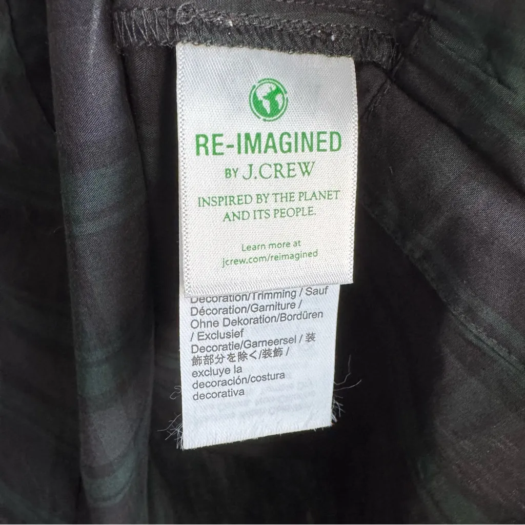 J.Crew Velvet Trimmed V-Neck Tunic in Black Watch Tartan Print Size XXS - Image 6