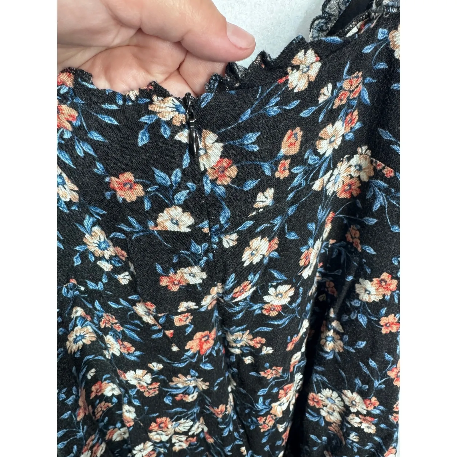 Lulus‎ Red White Ditsy Floral Midi Dress Retro Romantic Boho Cottage Victorian M - Image 6