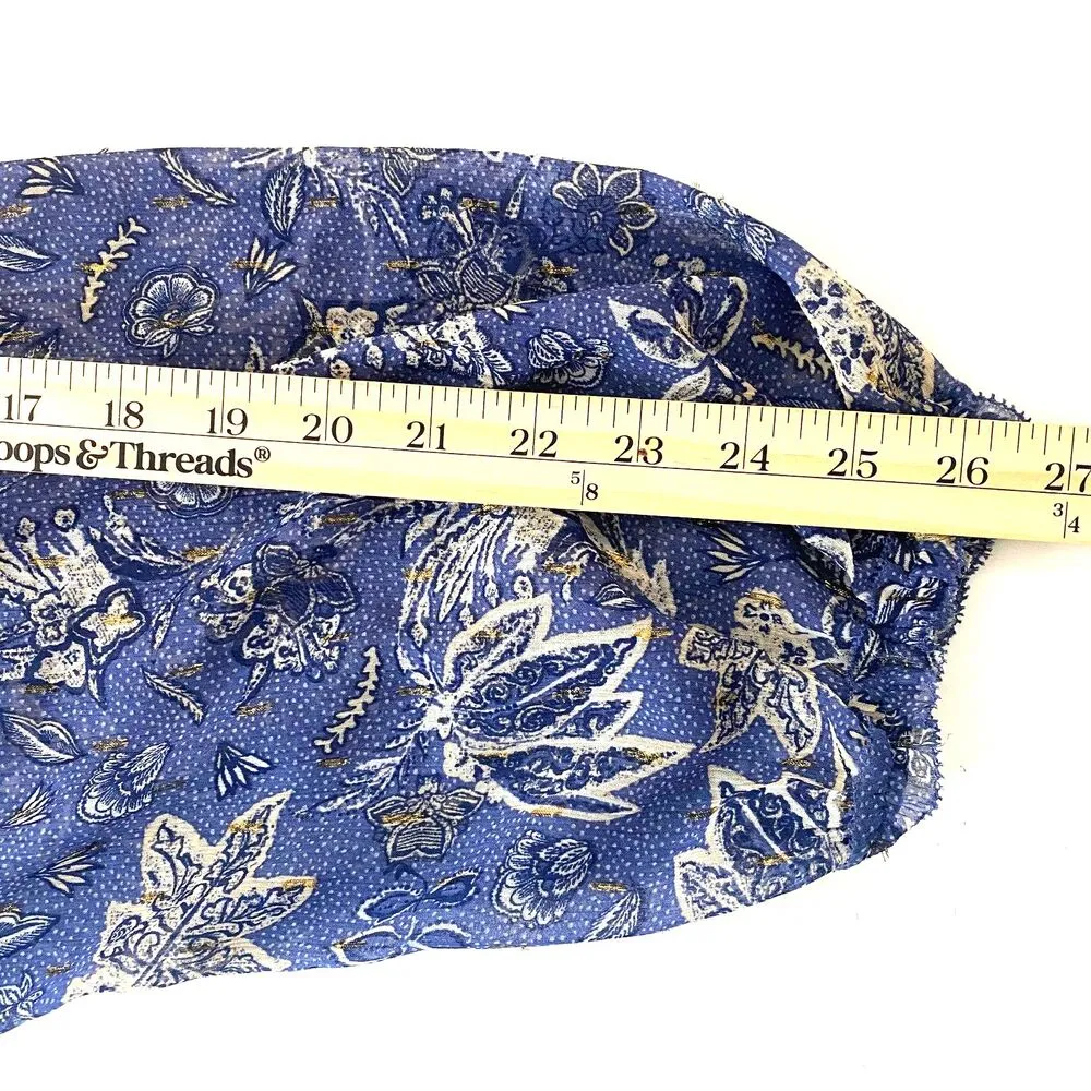 NWT Lane Bryant Blue Paisley Lurex Ruffle V Neck Chiffon Plus Blouse Lined 22/24 - Image 7