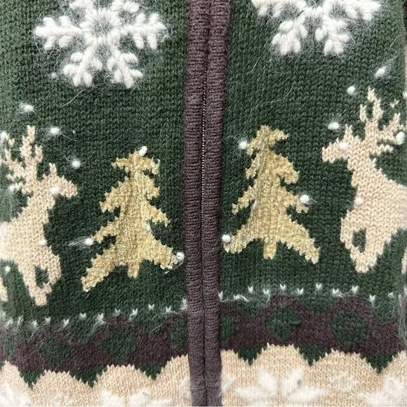 Guide‎ Series Winter Christmas Angora Blend Cardigan Zip Up Sweater Size M Snow - Image 7