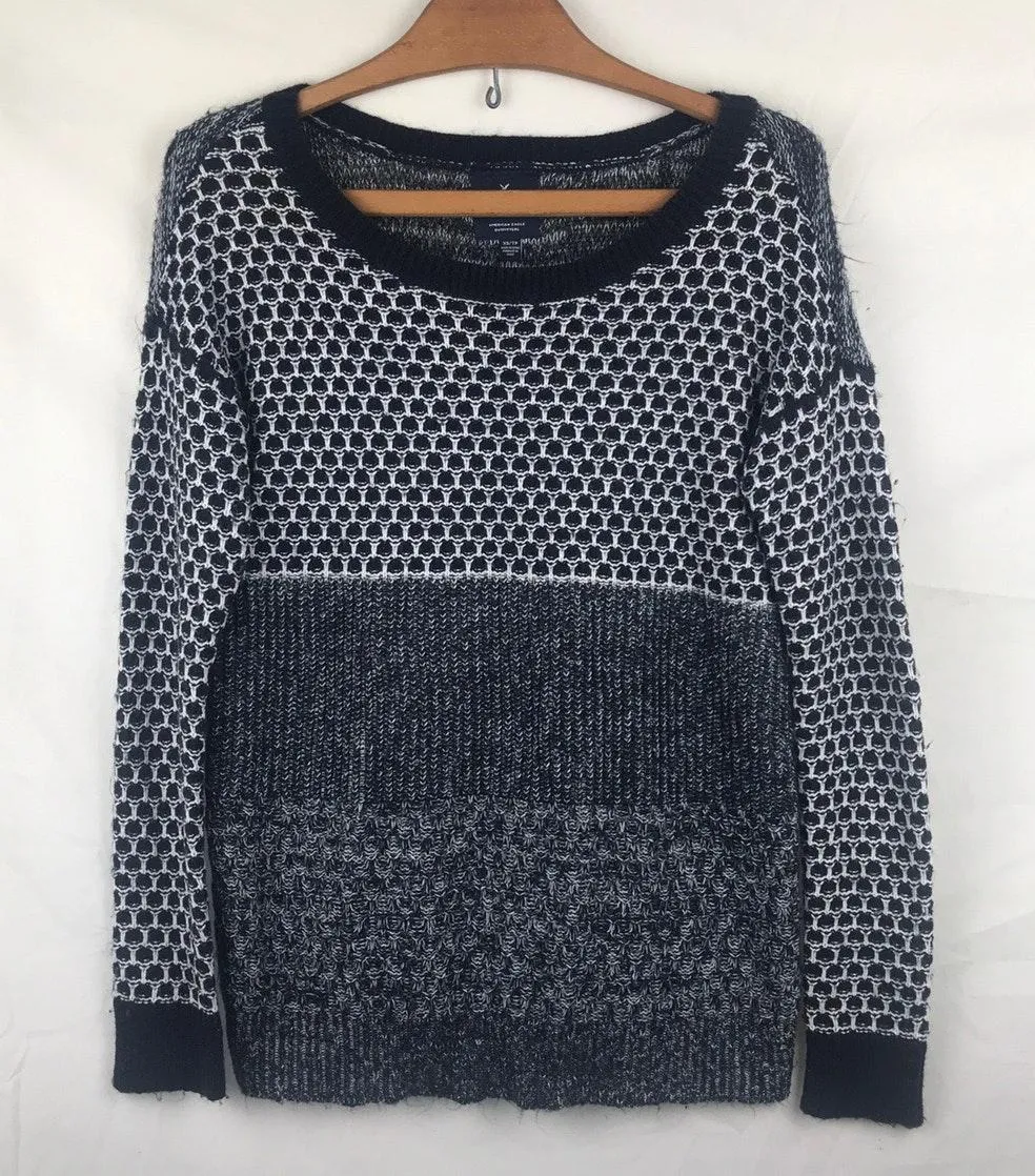American Eagle Gray & Black Vintage Boyfriend Sweater - Image 2