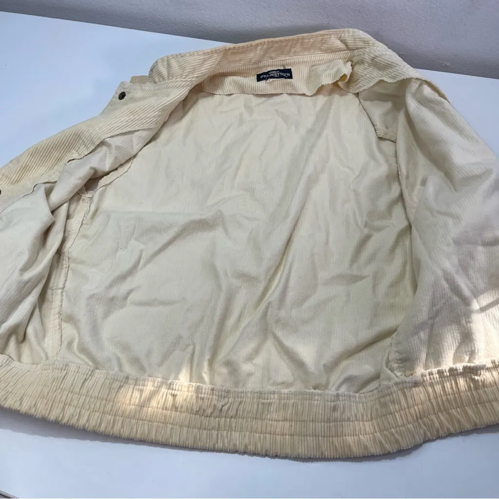 VTG Palmetto's 1980s Cream Corduroy Vest Pockets Women Small Snap Buttons - Image 4