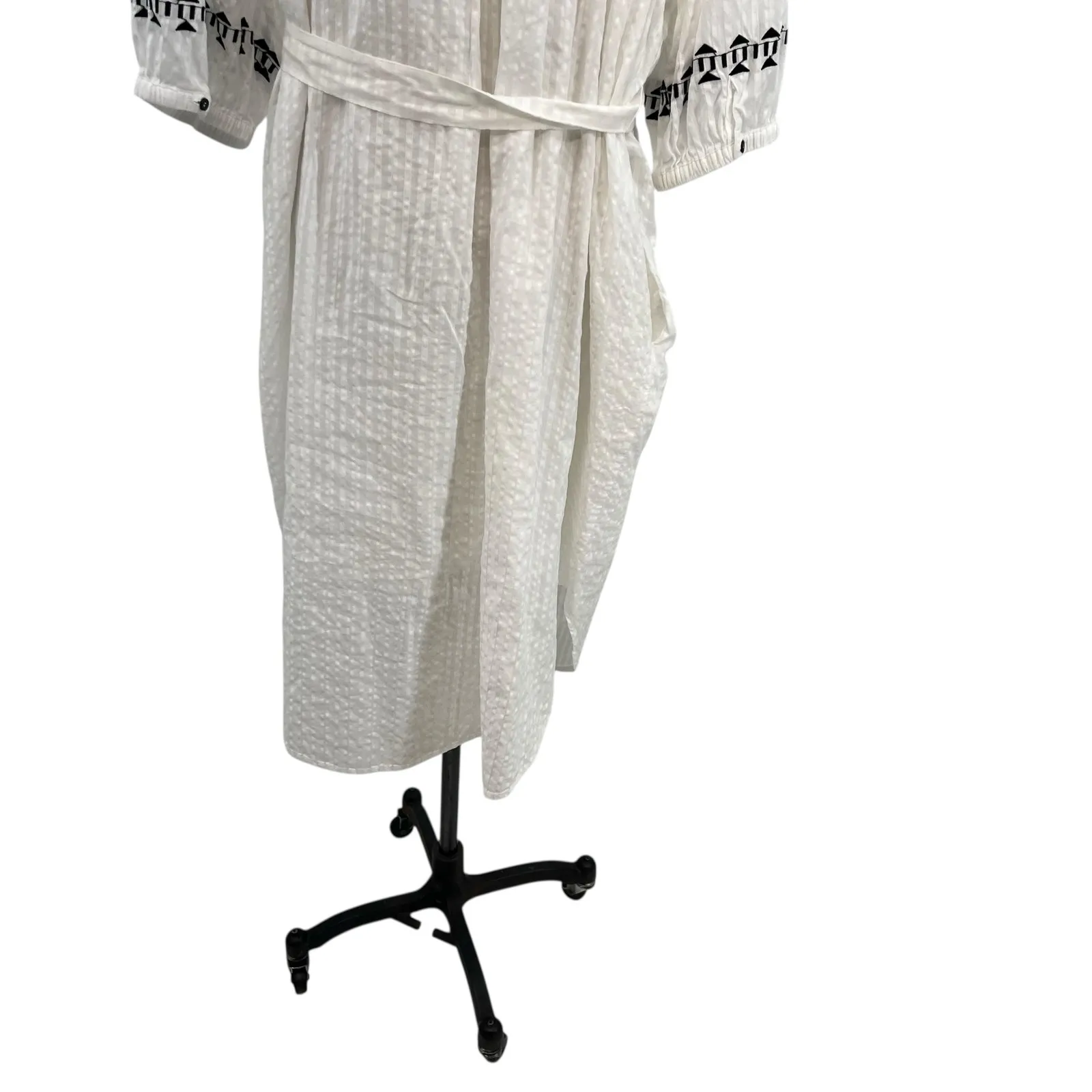 Anthropologie Dolan Pia Cotton Shirt Dress Belted White Black Size XXL - Image 11