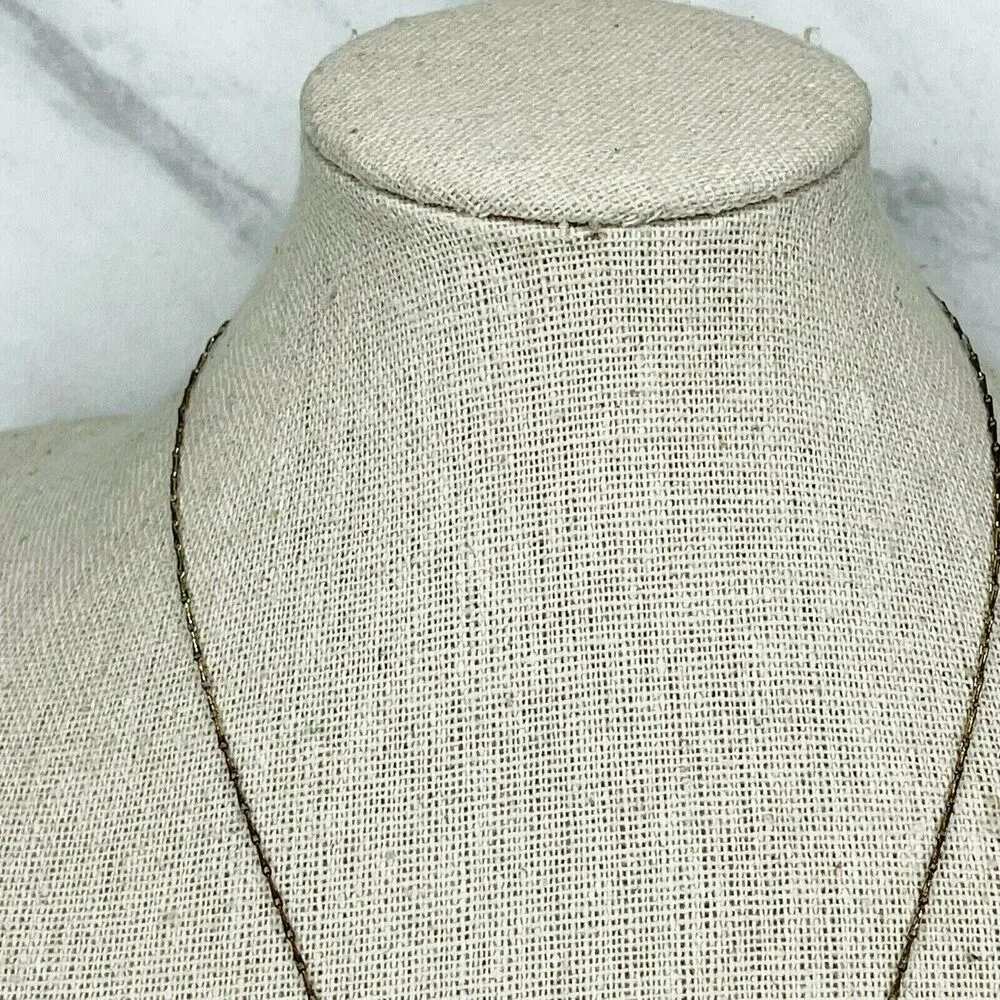 Gold Tone Rhinestone Pendant Chain Link Necklace - Image 4