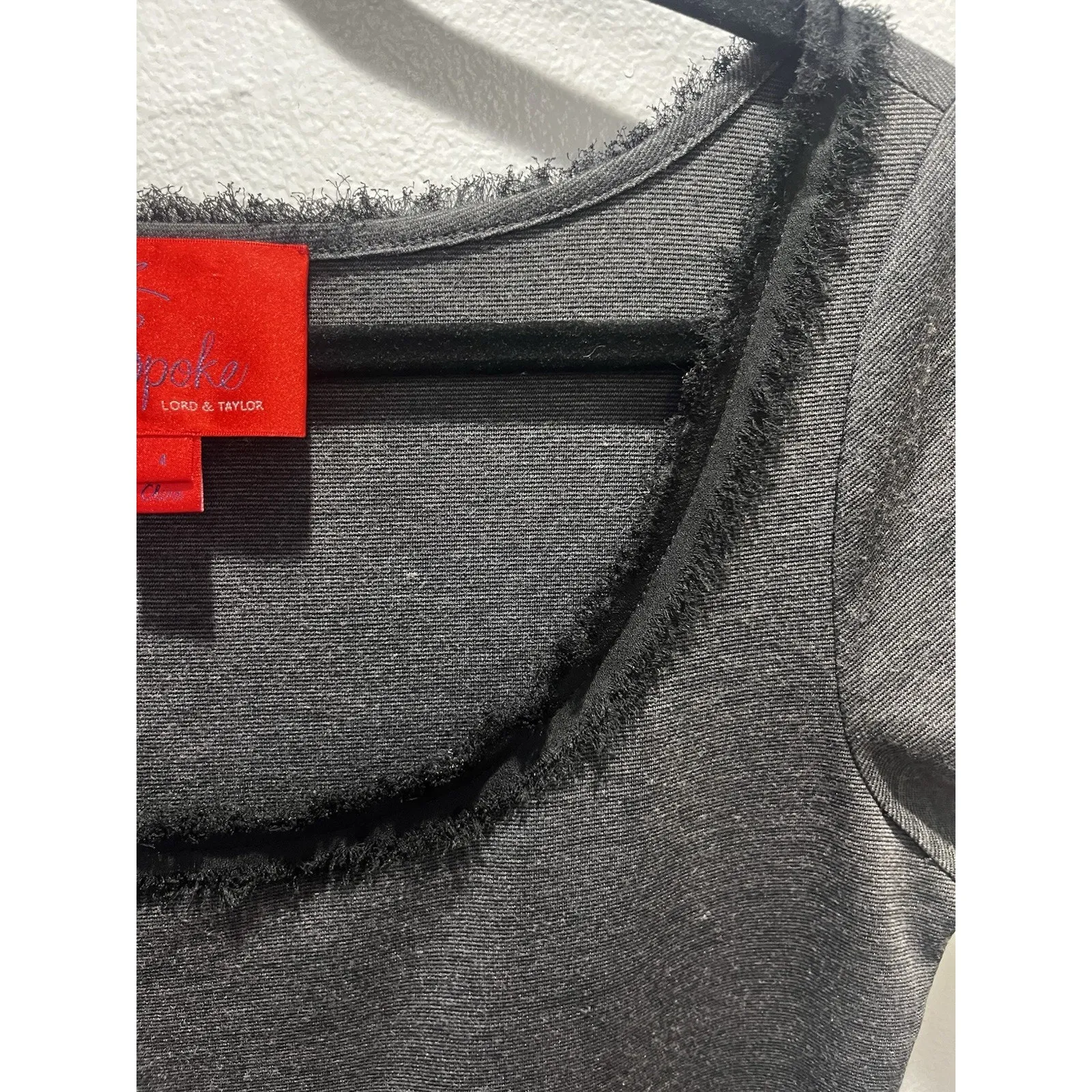 Z Spoke Zac Posen Mini Dress Bodycon Gray Jersey Stretch Fringe Witchy Goth SZ4 - Image 4