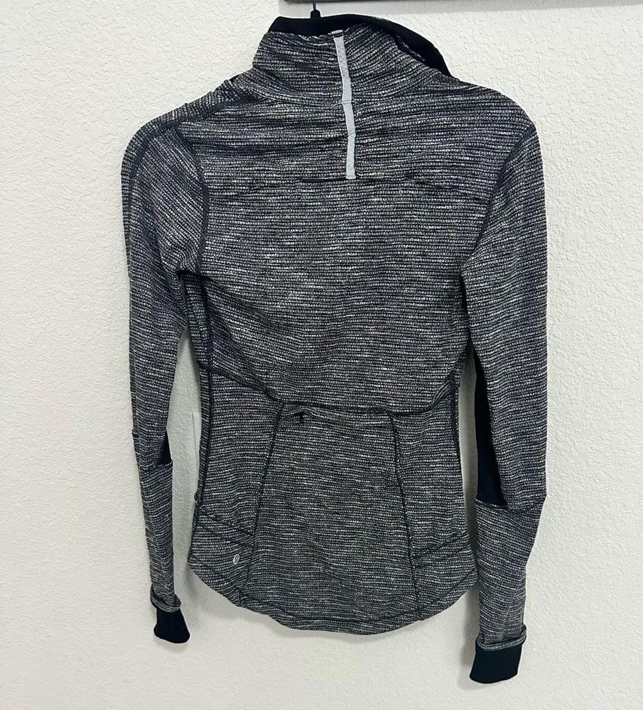 Lululemon Base Runner Half Zip Pullover Jacket Coco Pique Black White Size 4 - Image 7