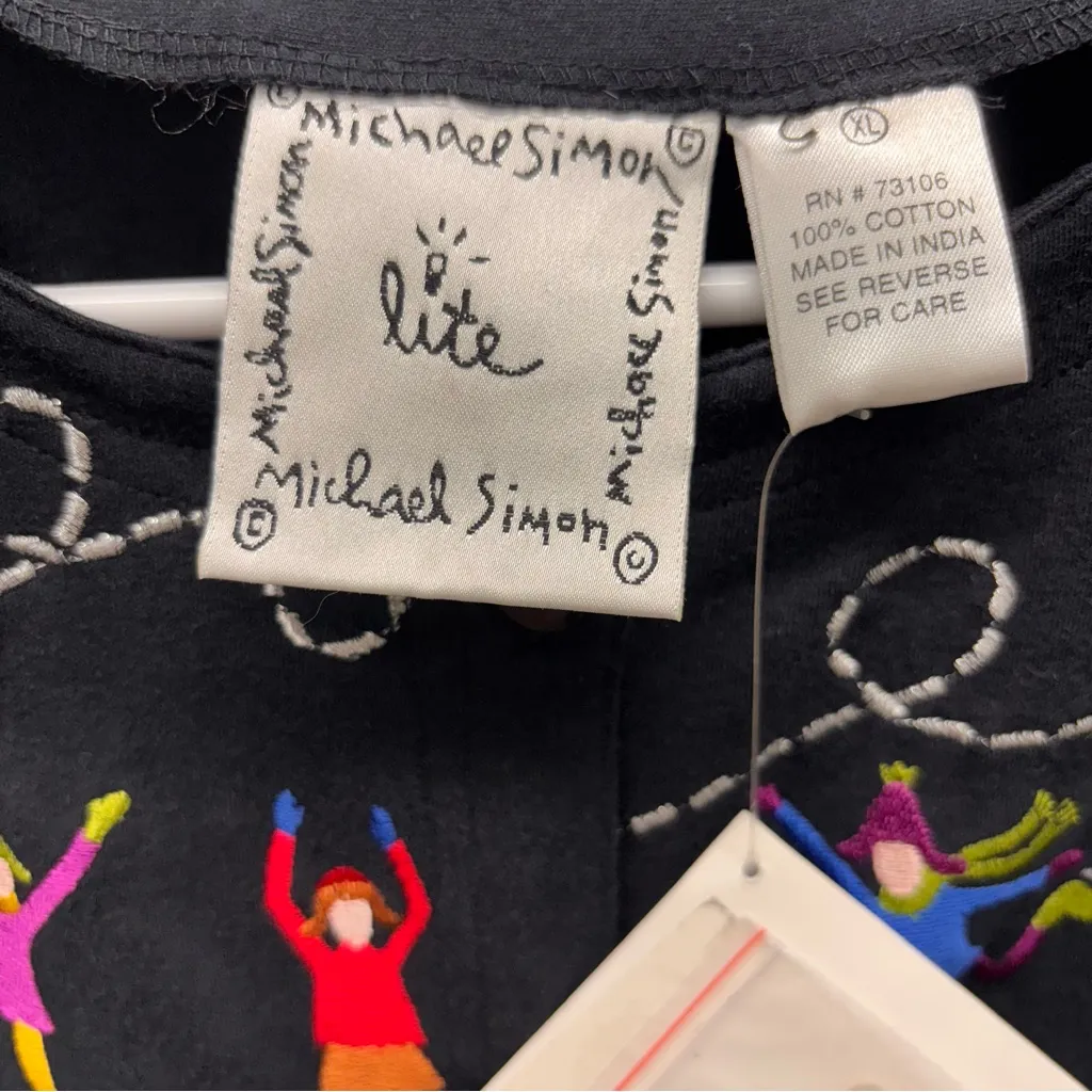 Michael Simon Vintage 90s Black Cardigan Winter Ice Skating Womens XL NWT - Image 3