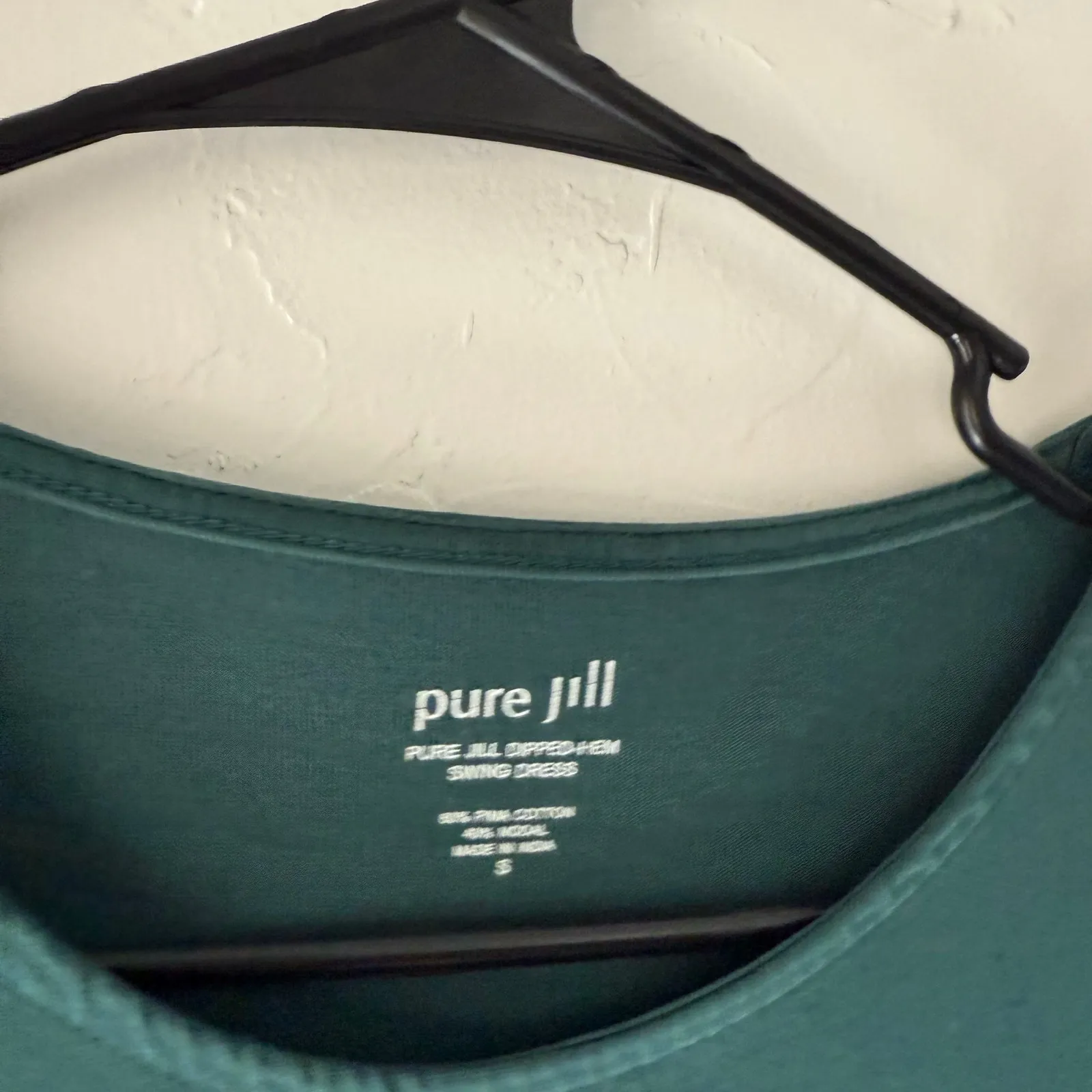 Pure Jill J. Jill Size Small Pima Cotton Modal Green Dipped Hem‎ Swing Dress - Image 5