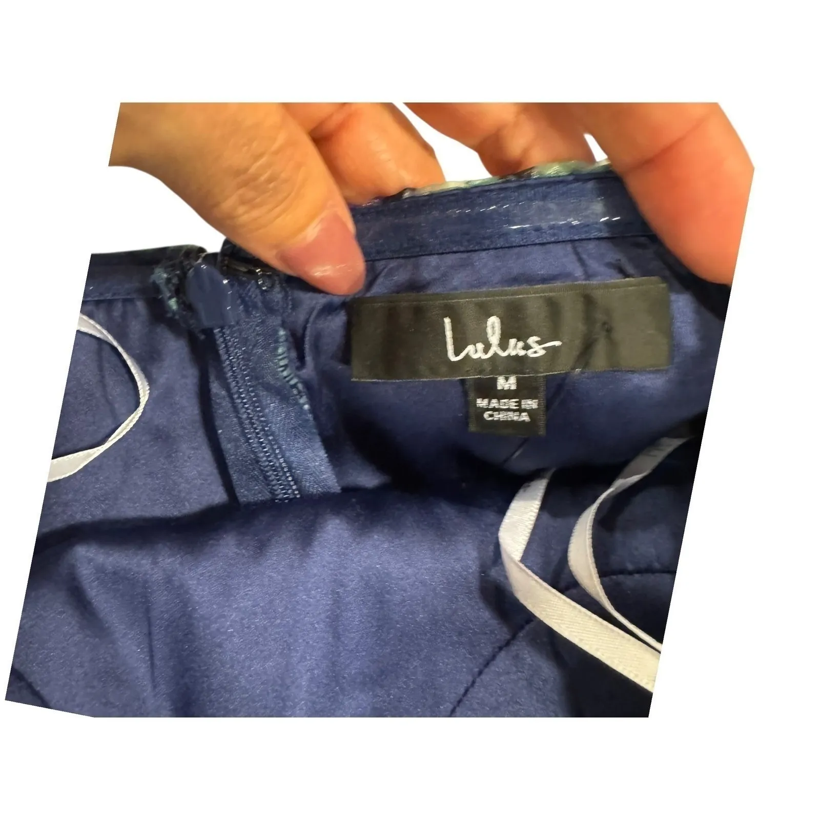 Lulus Strapless Floral Print‎ Midi Dress Teal Blue Green Women's Size Small - Image 8