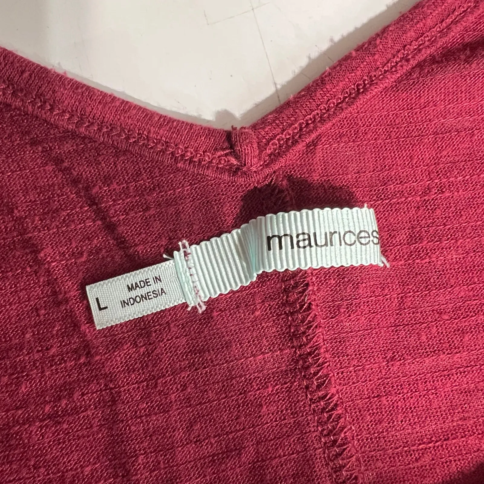 Maurices Womens Sweater Shirt Top V Neck Strappy Back Burgundy Red Large - Image 7